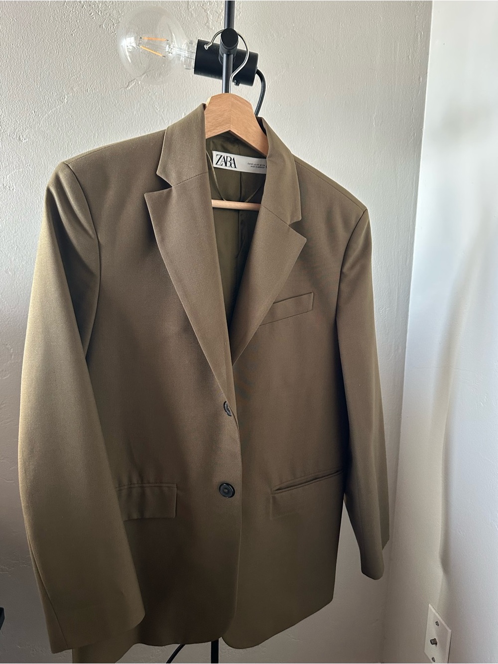 Zara Olive Blazer with Notch Lapel
